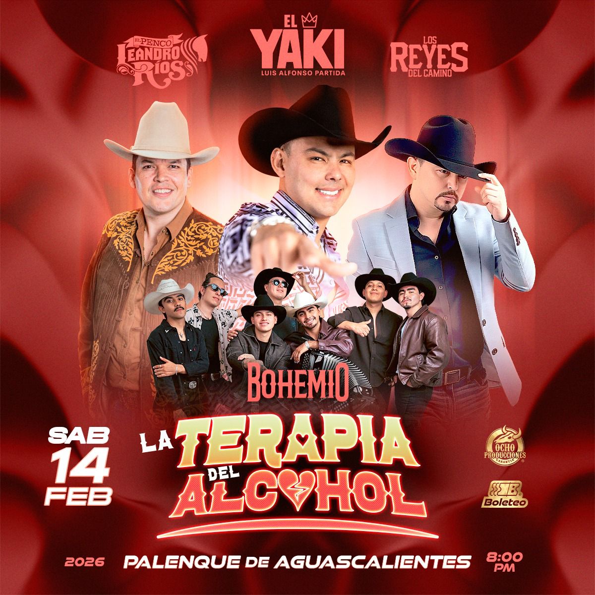 Aguascalientes se prepara para vivir “La Terapia del Alcohol”, el concierto que promete encender el Palenque este 14 de febrero