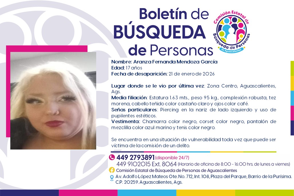 LOCALIZADA – ARANZA FERNANDA MENDOZA GARCIA